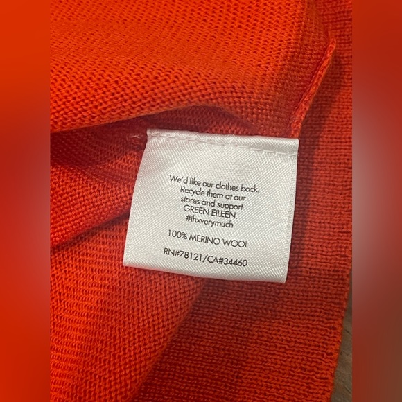 Eileen Fisher Women’s Solid Orange Turtleneck 100% Merino Wool Sweater Size: Med - Picture 5 of 7